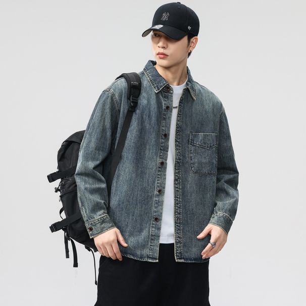 Nordmann Denim Jacket High-End Cool Youth Trendy Brand Retro Workwear Long Sleeve Loose Shirt Men's Spring Autumn Style_viptrois.com