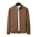 Men's Clothing Fleece Zip-Up Jacket Winter Warm Windproof Casual Outerwear For Middle-Aged Men – Lightweight & Stylish (Green, White, Brown, Beige)_viptrois.com