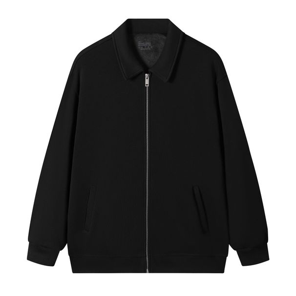 420GSM Retro Zip-Up Fleece Jacket - Men's Stand Collar Heavyweight Sweatshirt In Charcoal, Navy, Cream & Black Urban Streetwear Essential_viptrois.com