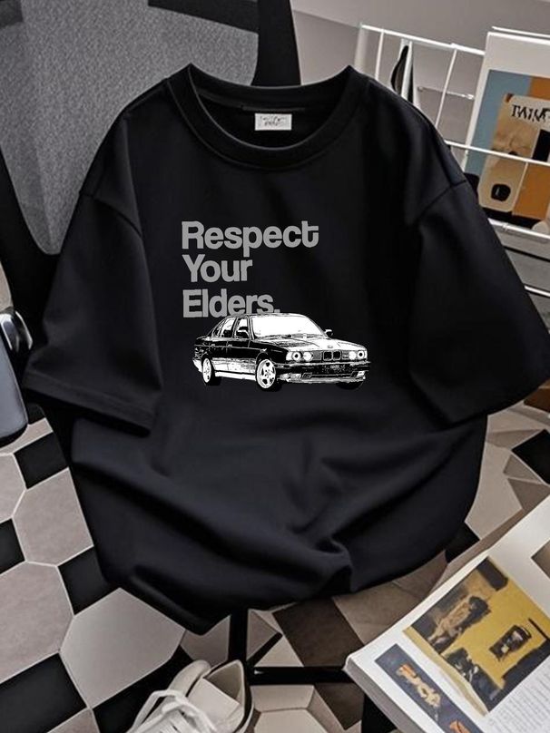 Respect Your Elders Vintage Euro E34 T Shirt Graphic Fashion Stretched Unisex Versatile Summer Stylish Casual Streetwear Comfortable Slightly_viptrois.com