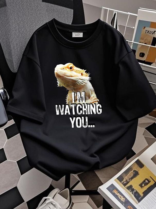 Bearded Dragon-im Watching You T-Shirt Cotton Crew Neck For Men Women Fashion Homme Summer Comfortable Versatile Unisex Breathable Streetwear_viptrois.com