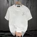 Handsome And Trendy Pure Cotton Short Sleeved T-shirt For Men's American High Street Personality, Versatile Loose Round_viptrois.com