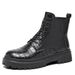 Men's Retro Chunky Sole Side-Zip Ankle Boots - Fashionable PU Leather Lace-Up Height Increasing Casual Boots_viptrois.com