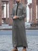 Muslim Long Sleeved Embroidered Stand Collar Arabic Style Loose Men's Casual Robe ()_viptrois.com