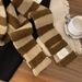 Color-Block Black And White Striped Plush For Women Winter Korean Version Versatile Thickened Warm Cold-Proof Soft Scarf_viptrois.com