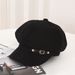 Korean Fashion Simple Button Octagonal Autumn Winter New Duckbill Beret Internet Celebrity Ins Artist Hat For Women_viptrois.com