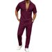 Men's Relaxed Fit Summer Two-Piece Set – Drop Shoulder V-Neck T-Shirt & Casual Pants – Breathable Loungewear & Streetwear_viptrois.com