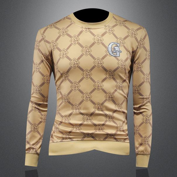 Men's Clothing Autumn and Winter New High End Casual Printed Hot Diamond Men's Long Sleeved Sweatshirt_viptrois.com