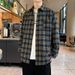 Long Sleeved Checkered Shirt For Men, Loose, Fashionable, Trendy, Casual, Retro, Worn, Brushed Shirt_viptrois.com