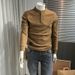 Loom European Station Spring Summer New Stylish Sweatshirt Casual Simple Solid Color Embroidery Trendy Men's Henley Neck Long_viptrois.com