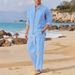 Men's Clothing Spring And Autumn Men's Shirts Casual Loose Long Sleeved Trousers Beach Suit_viptrois.com