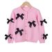 Mother & Kids Girls' Knit Cardigan With Bow - Soft Cotton Sweater For Toddlers & Kids (3-8 Years) - White/Pink/Red/Gray_viptrois.com