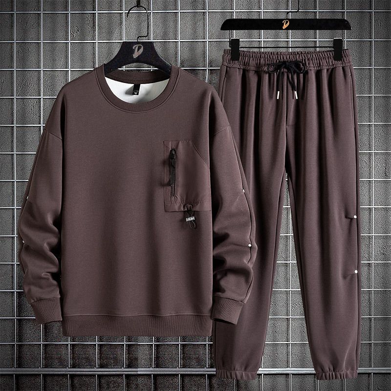 Men's Clothing Spring And Autumn Round Neck Sweatshirt Loose And Comfortable Sweatpants Large Size Casual Sports Suit_viptrois.com