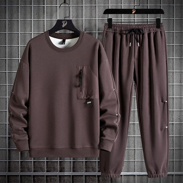 Men's Clothing Spring And Autumn Round Neck Sweatshirt Loose And Comfortable Sweatpants Large Size Casual Sports Suit_viptrois.com