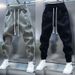 Men's Clothing Spring New Vertical Stripe Casual Pants Men's Trendy Elastic Waist Cuff Pants Fashion Sports Pants_viptrois.com