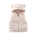 New Autumn And Winter Plush Hooded Zipper Children's Vest Bear Outer Wear Sleeveless Jacket Top School Uniform Artifact_viptrois.com