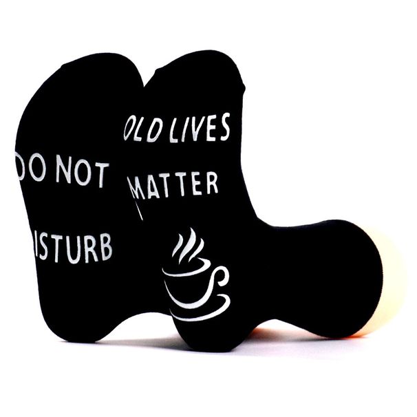 All-cotton mid-tube socks Creative socks sole letter non-slip adhesive floor socks casual socks_viptrois.com