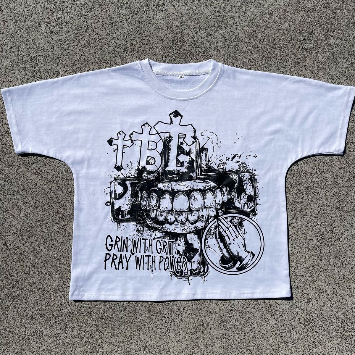 Cross Border Retro Print Loose High Street Cross Border Spring And Summer Hip Hop Round Neck Pullover Short Sleeved Tops Unisex_viptrois.com