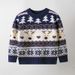 Soft Knit Christmas Cartoon Sweater For Kids - Cozy Round Neck Pullover With Fun Animal & Letter Patterns (2Y-6Y, Red/Navy)_viptrois.com
