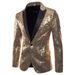 Performance Dress, Gold Sequin Korean Suit, Nightclub, Host, Emcee, Studio Jacket, Men's_viptrois.com