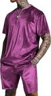 Men's Clothing Solid Color Sportswear Set Breathable Running Basketball Short Sleeve T-Shirt & Shorts - Lightweight Polyester Comfort Fit For Gym _viptrois.com