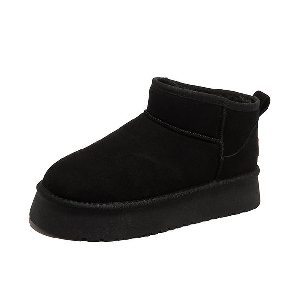 Fashion Platform Snow Boots Women's Winter New Short Cylinder Increase Cotton Shoes Plus Suede Bag Shoes_viptrois.com