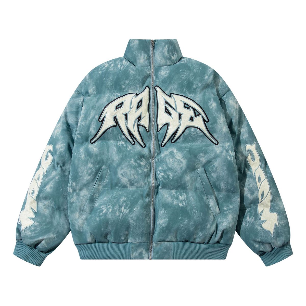 Men's Clothing American Retro Washed Old Patch Embroidery Thickened Cotton Coat Men And Women Hip Hop Loose PU Leather Cotton Coat Winter_viptrois.com