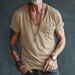 Men's Moisture-Wicking V-Neck T-Shirt - Slim Fit Breathable Polyester Casual Tee With Pocket Detail_viptrois.com