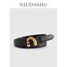 Two-layer Cowhide Belt Decoration A-shaped Doudou Nail Buckle Adjustable Belt, Real Cowhide Belt For Men And Women_viptrois.com