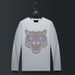 Men's Clothing Hot Diamond Tiger Head Long Sleeved T Shirt Modal T Shirt Large Size Top_viptrois.com