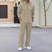 Men's Linen Hooded Shirt & Pants Set - Relaxed Fit Casual Outfit For Spring & Autumn (Beige/Gray, S-XXL) | Breathable Natural Fiber Lounge Wear_viptrois.com