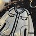 Unisex Black & White Contrast Knit Cardigan - Oversized Chunky Boho Chic Open Front Coat For Men & Women_viptrois.com