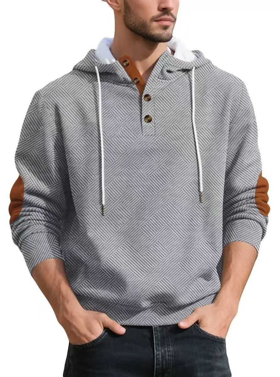 Cross-Border European And American New Men's Jacquard Hooded Pullover Long Sleeve Top Fashion Casual Sports Loose_viptrois.com