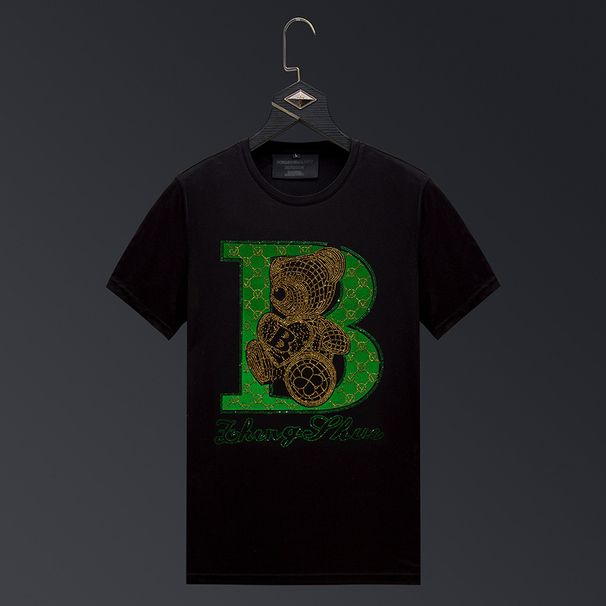 Men's Clothing T shirt hot diamond bear mature and steady men's clothing ice silk half sleeve men's summer slim mercerized cotton men_viptrois.com