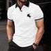 Men's Printed Polo Shirt - Short Sleeve Casual Tight Lapel Shirt, Breathable Polyester Fashion Top For Summer, Slim Fit (White) Sizes S-XXL_viptrois.com