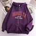 New Trendy Street Style Loose Hooded Sweatshirt Letter Print American Jacket Fleece Winter Y2K Coat Zipper_viptrois.com
