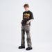 American Style Washed Vintage Flame Horse Print Drop Shoulder Loose Fit Couple T-Shirt Trend_viptrois.com