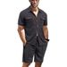 Men's Clothing Men's Summer Workwear Shirt Short Sleeved Loose Waffle Suit Two Piece For Formal & Casual For Men_viptrois.com