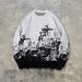 Trendy Distressed Knit Sweater For Men - Vintage-Inspired Oversized Pullover With Raw Hem Details, Unisex Long Sleeve Casual Top For Streetwear Lovers_viptrois.com