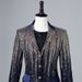 1 Cross-Border Men's Gradient Blue Sequin Notched Lapel Casual Blazer DJ Singer Shiny Prom Dress Korean Version_viptrois.com