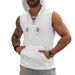 Men's Casual Hooded Vest Sleeveless Light Solid Color Lace-Up Cross Border Summer Top In Yellow Gray Black Polyester_viptrois.com