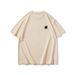 Summer American Men's T-shirt Trendy Round Neck Simple Left Chest Badge Offset Cotton Loose Short Sleeve_viptrois.com