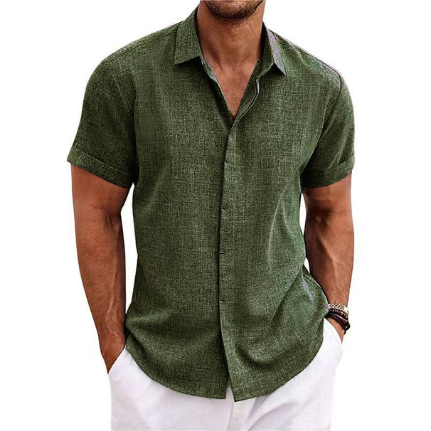 Men's Clothing Men's Linen Short Sleeved T Shirts Loose Undershirt Solid Color Short Sleeved Cotton And Linen Shirts_viptrois.com