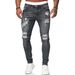 Men's Slim Fit Ripped And Distressed Jeans European American Style Fashionable Skinny Popular Denim_viptrois.com