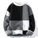 Men's Oversized Knit Sweater - Round Neck, Loose Fit Casual Pullover (Black/Pink/Khaki/Army Green)_viptrois.com