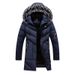 Men's Long Hooded Winter Coat With Fleece Lining, Heavyweight Cotton Jacket For Cold Weather, Plus Size Parka With Zipper Pockets_viptrois.com