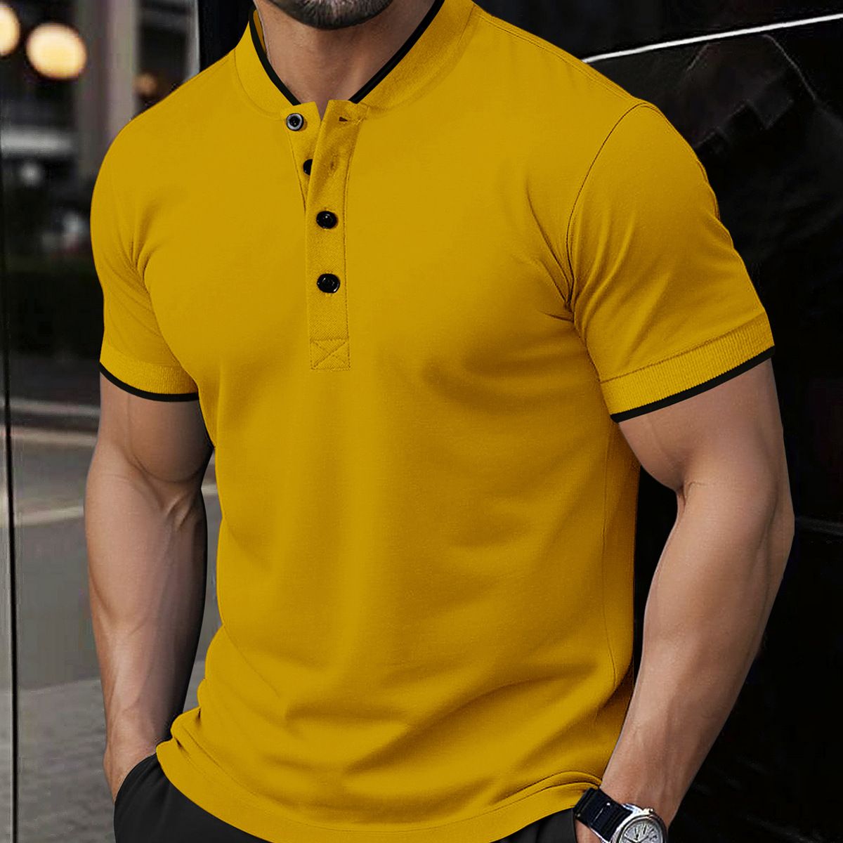 Men’s Performance Polo Shirt – Wrinkle-Free Polyester, Short Sleeve Baseball Collar (16 Colors, 5 Sizes)_viptrois.com