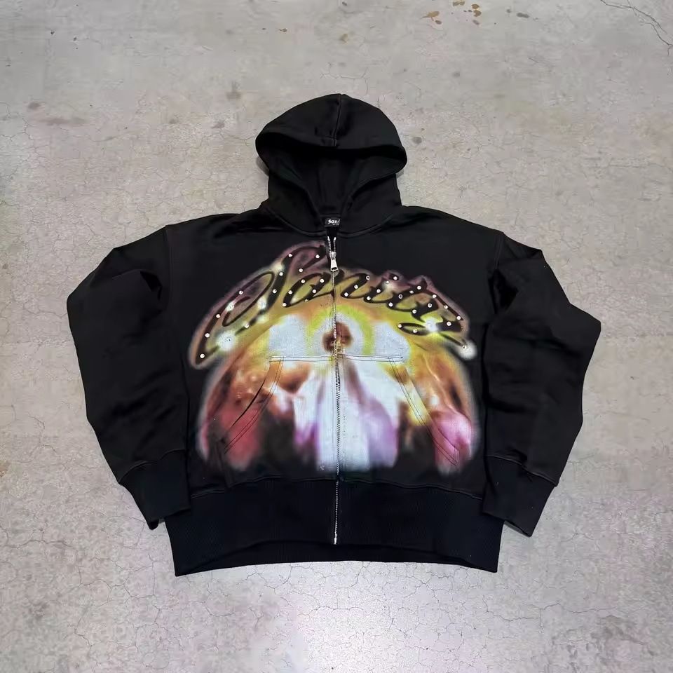 2025 Short FANIT Printed Hooded Sweatshirt American Style Hoodie Zipper Jacket Top Hot Sale_viptrois.com
