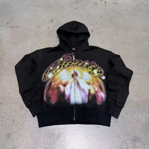 2025 Short FANIT Printed Hooded Sweatshirt American Style Hoodie Zipper Jacket Top Hot Sale_viptrois.com