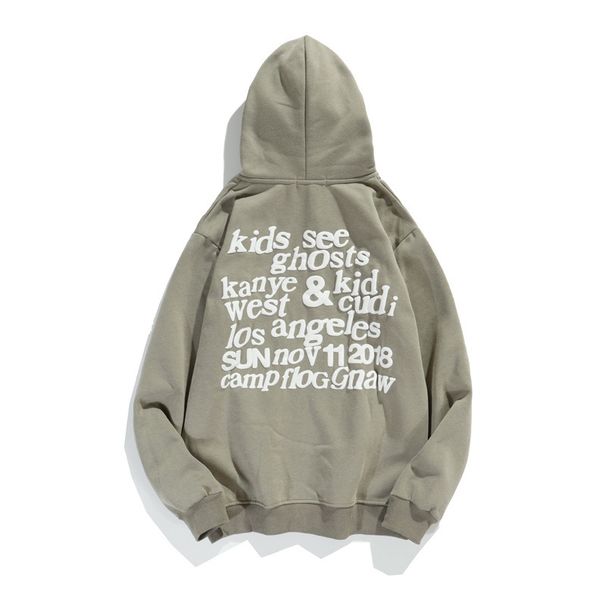 High Street Hip Hop Kanye Same Style Foam Gray Green Plus Velvet Sweater Same Style Jacket_viptrois.com